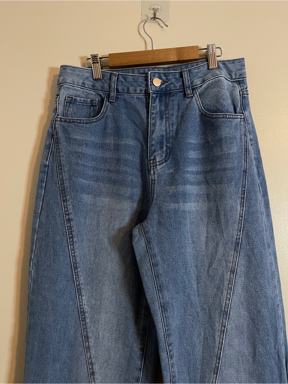 Commense Jeans Womens Medium Blue Wide Leg High Waist Denim Normcore Cute Casual - Picture 3 of 11